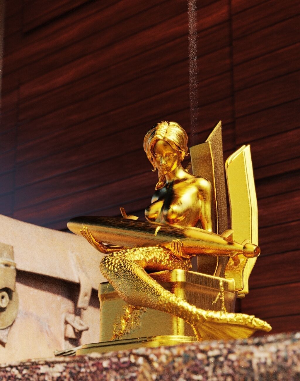 Mermaid carrying a submarine 3D print model_6