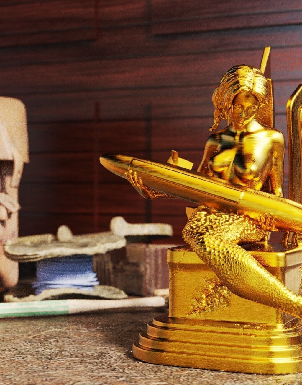 Mermaid carrying a submarine 3D print model_4