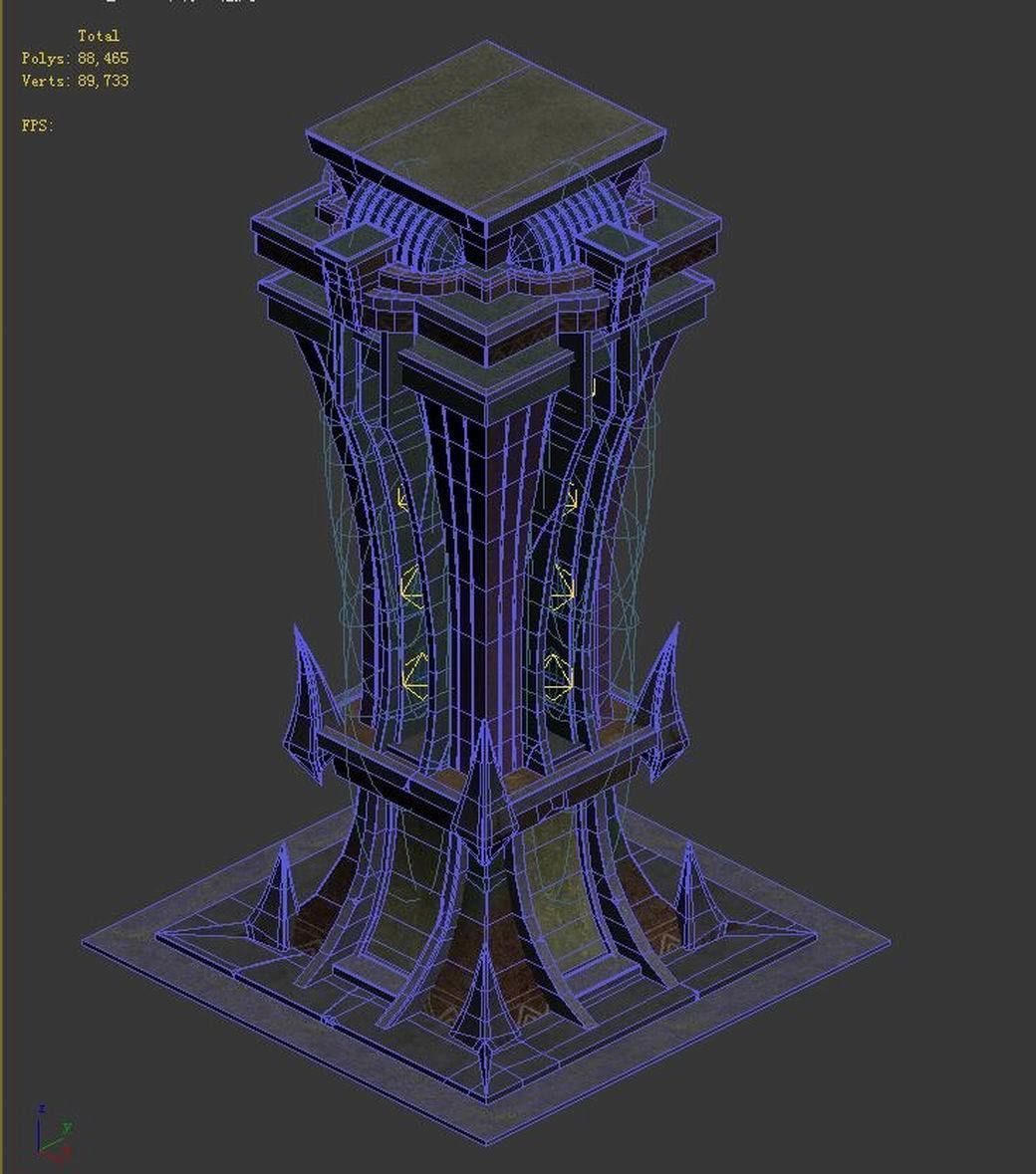 Tang Evil creatures - pillars 02 3D model_1