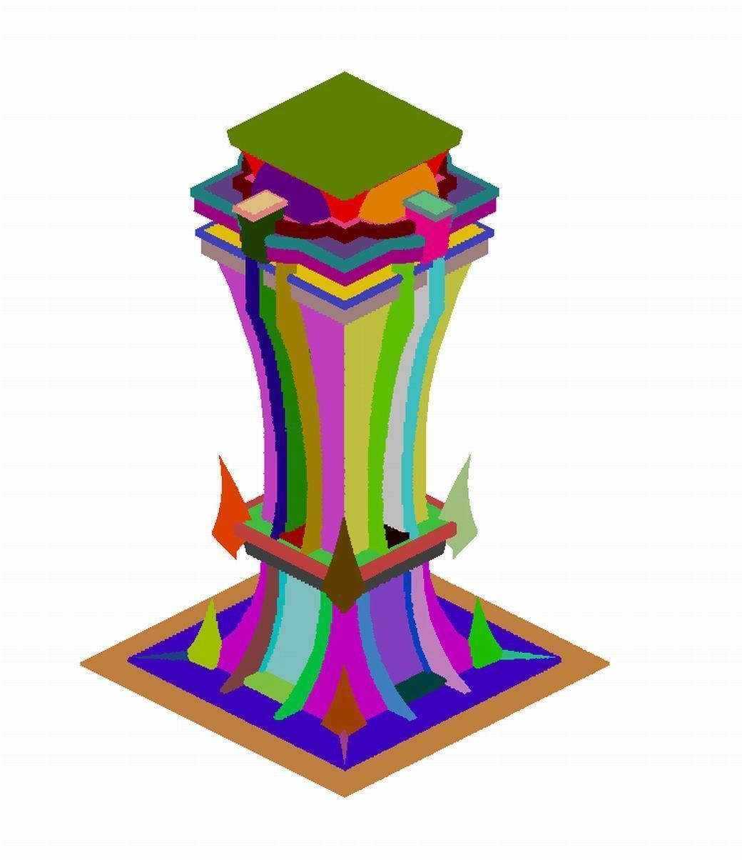 Tang Evil creatures - pillars 02 3D model_4