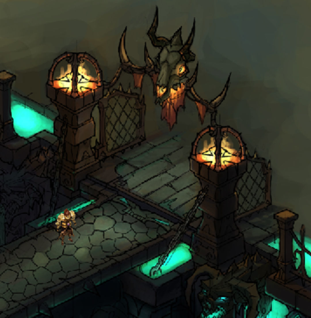 Tang Evil creatures - iron doors - skeletons 3D model_4