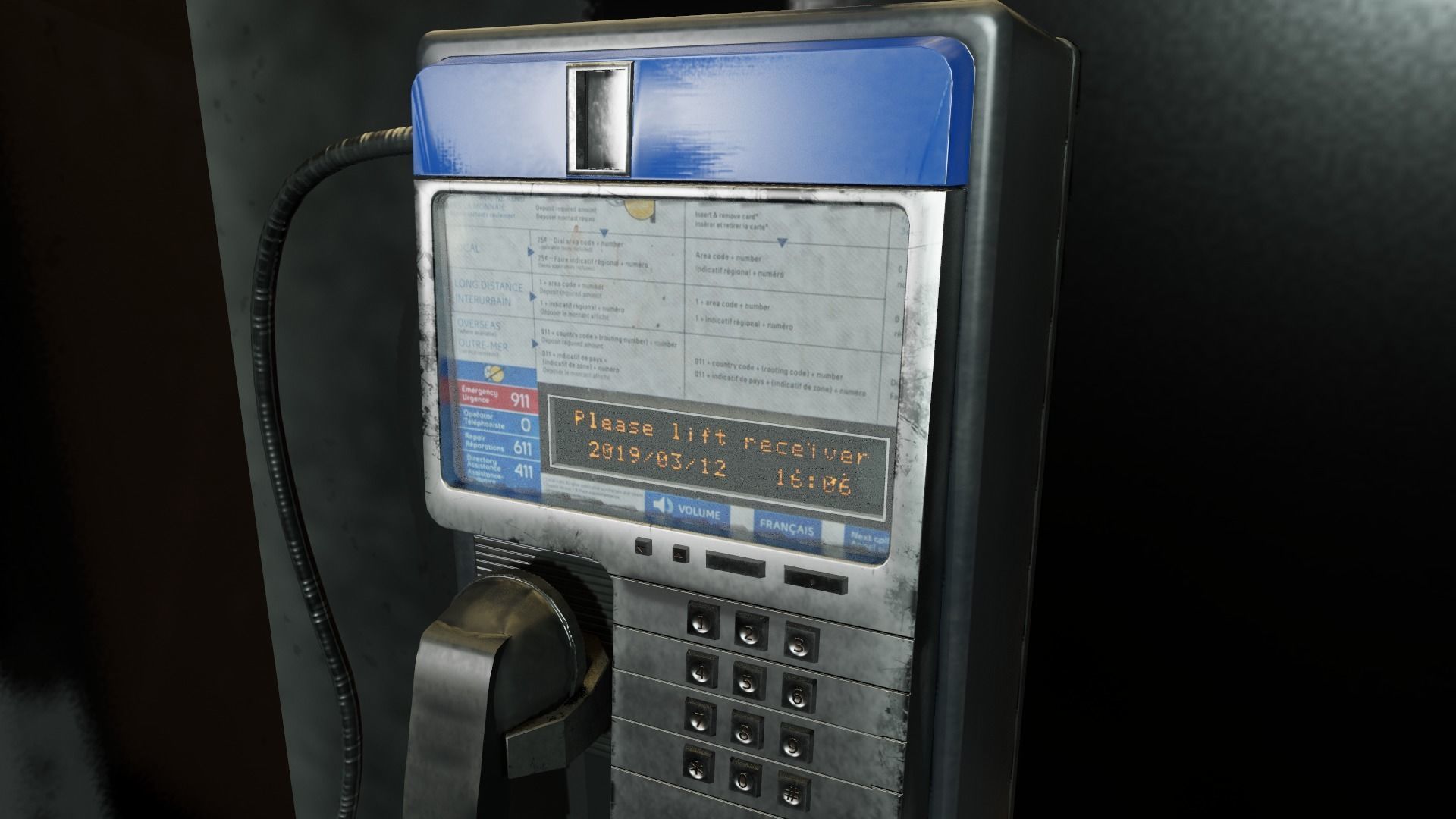 Pay Phone Game Asset Low-poly 3D model_7