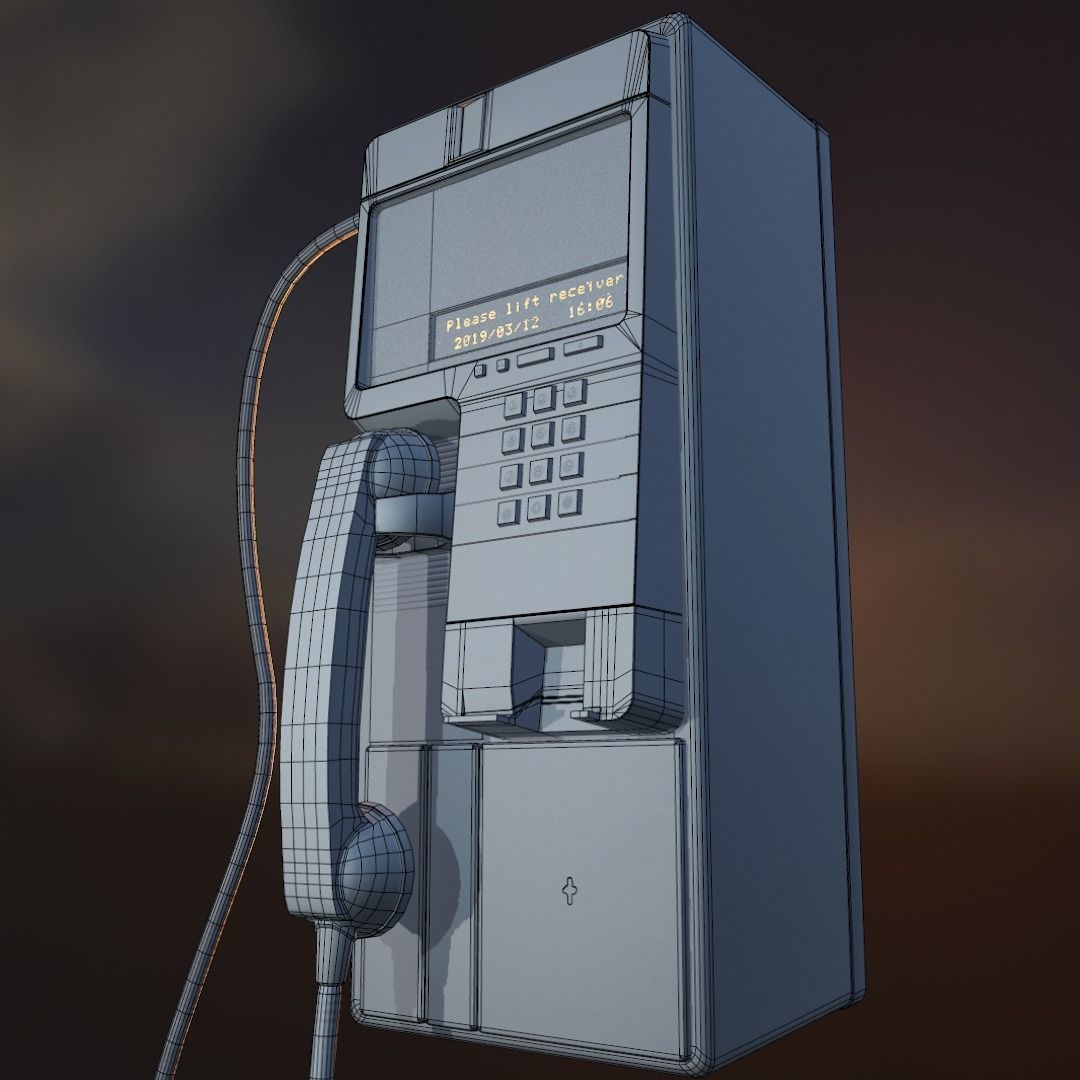 Pay Phone Game Asset Low-poly 3D model_3