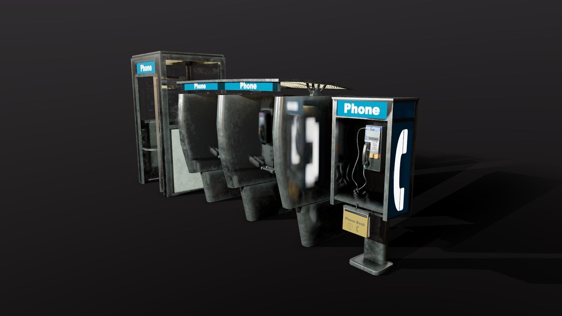 Pay Phone Game Asset Low-poly 3D model_8