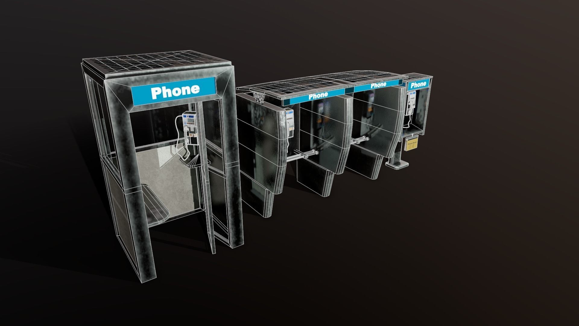 Pay Phone Game Asset Low-poly 3D model_10