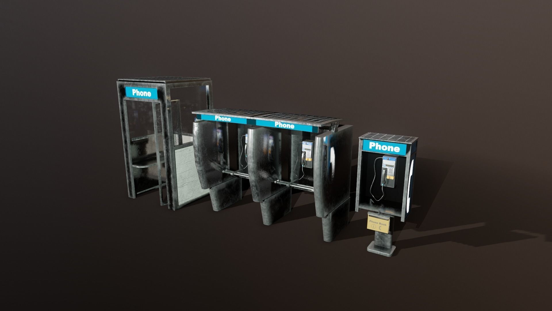 Pay Phone Game Asset Low-poly 3D model_5