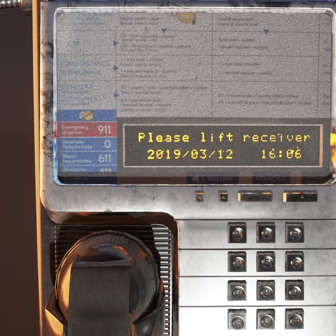 Pay Phone Game Asset Low-poly 3D model_2