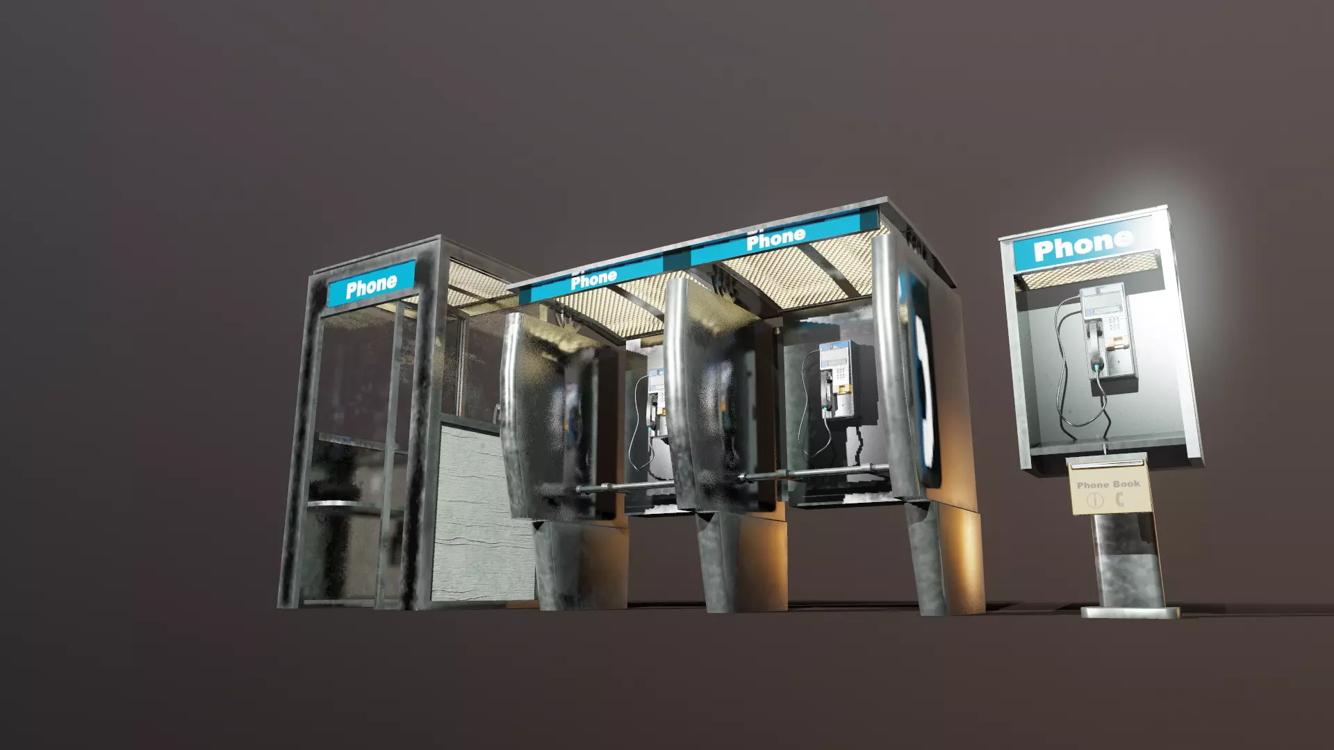 Pay Phone Game Asset Low-poly 3D model_0
