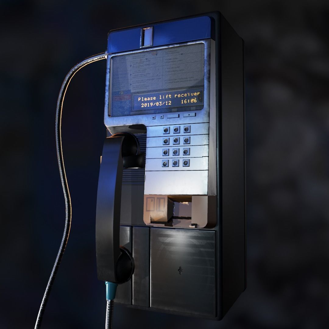 Pay Phone Game Asset Low-poly 3D model_4