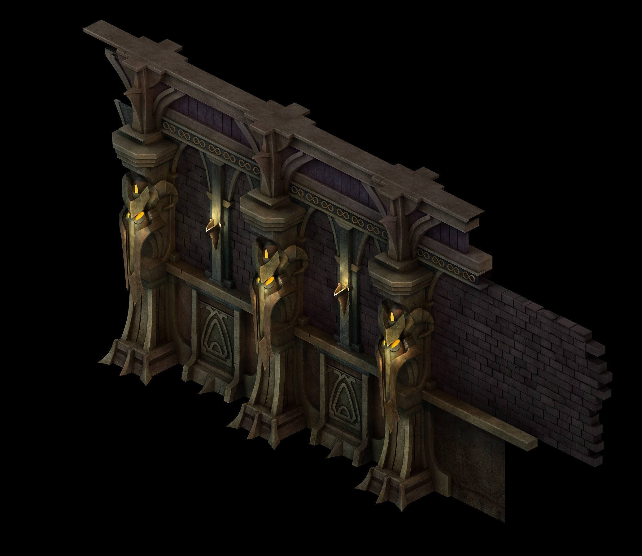 Tang Evil creatures - wall 01 3D model_3