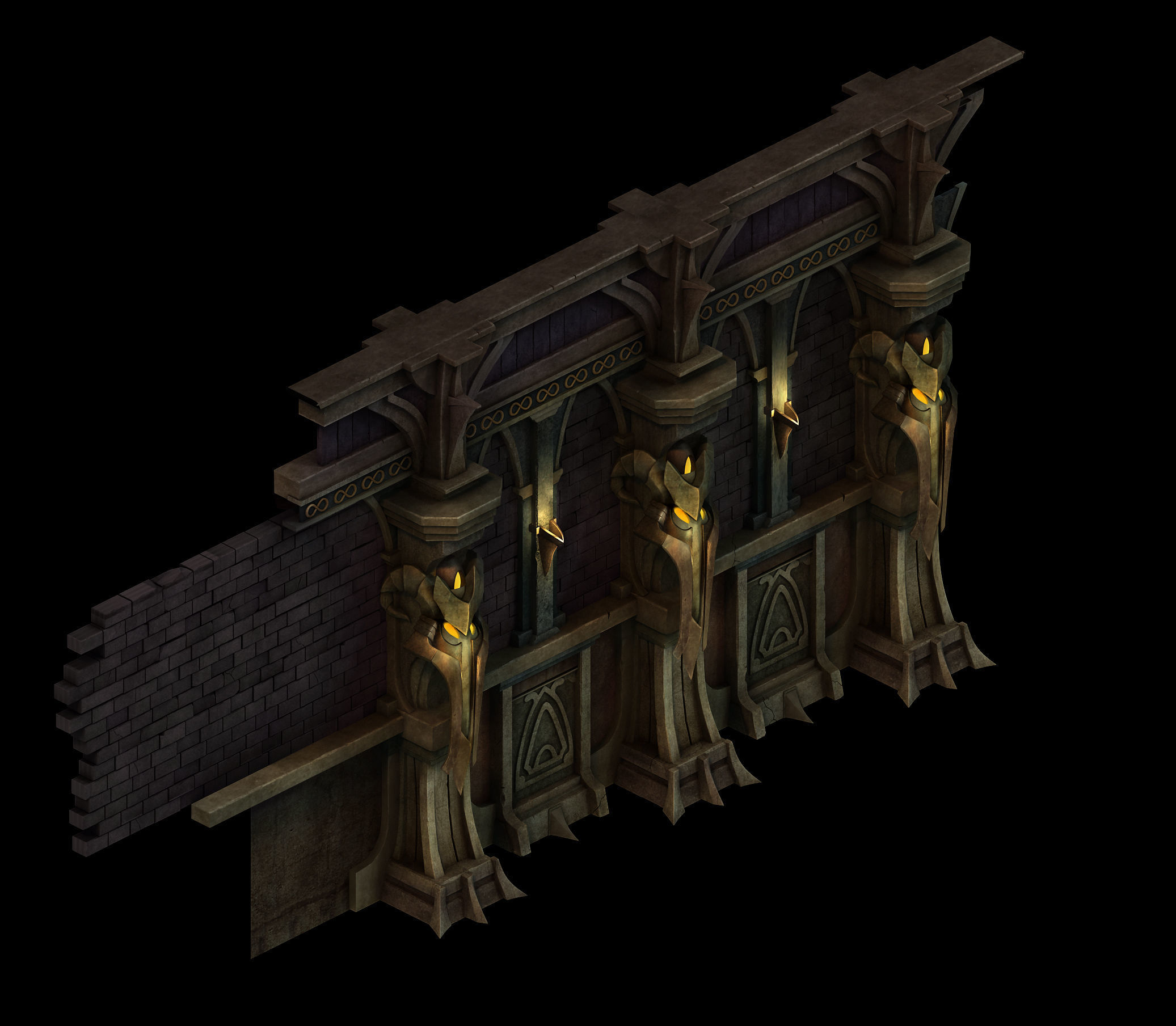 Tang Evil creatures - wall 01 3D model_4