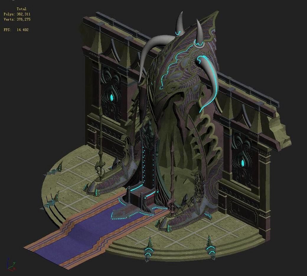 Tang Evil creatures - throne 01 3D model_2
