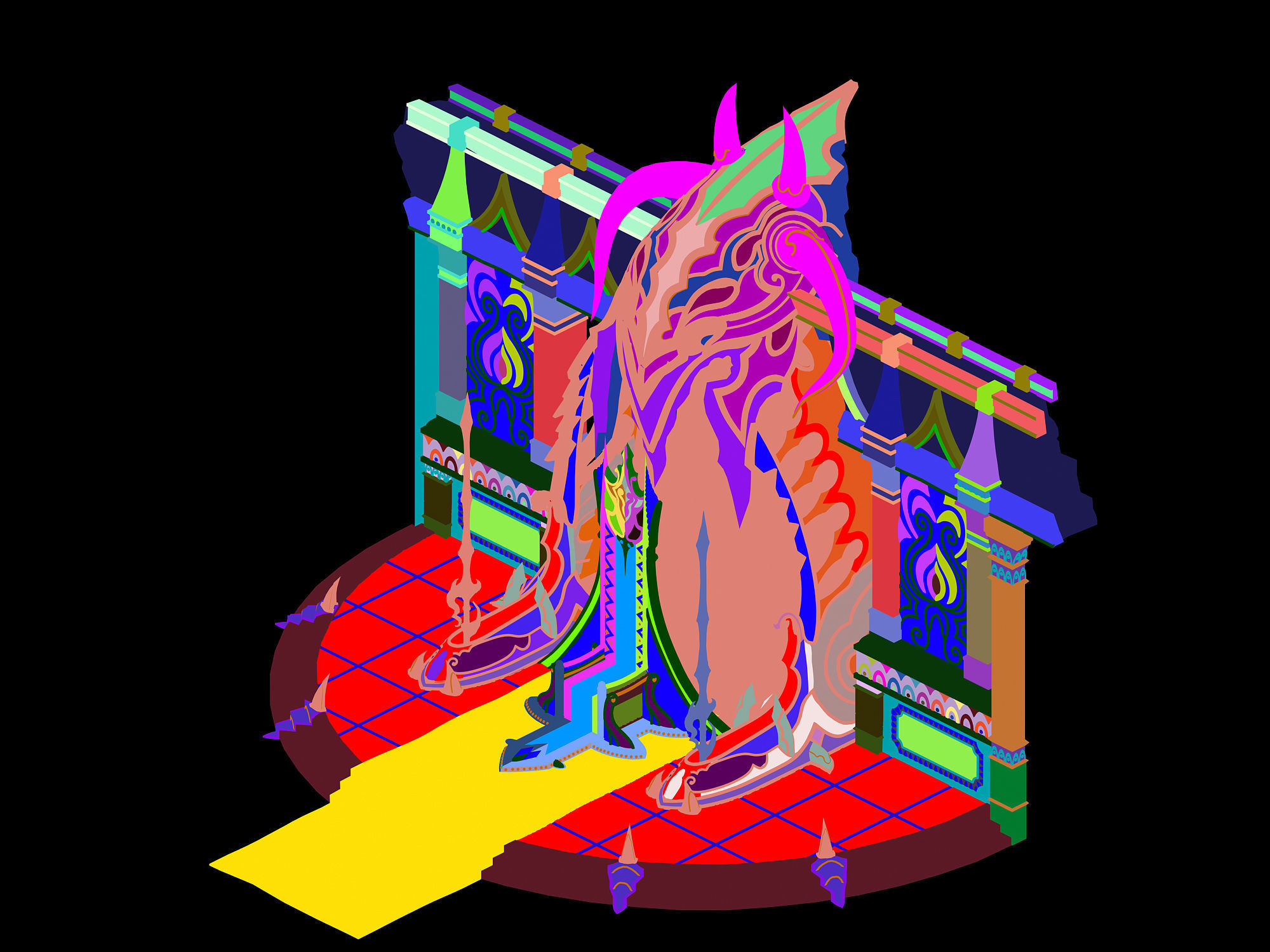 Tang Evil creatures - throne 01 3D model_4