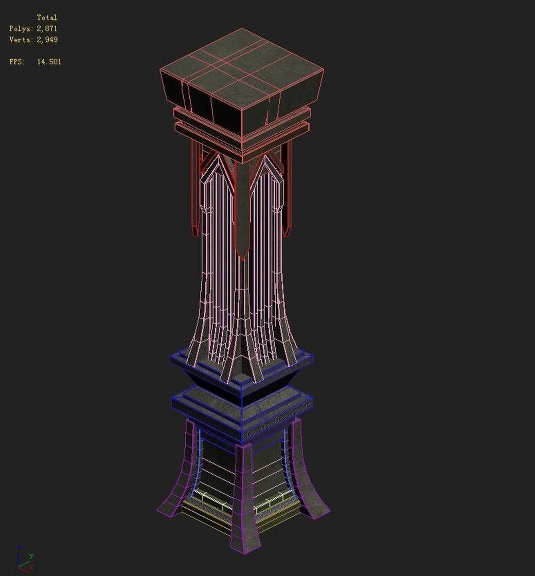 Tang Evil creatures - pillars 01 3D model_1