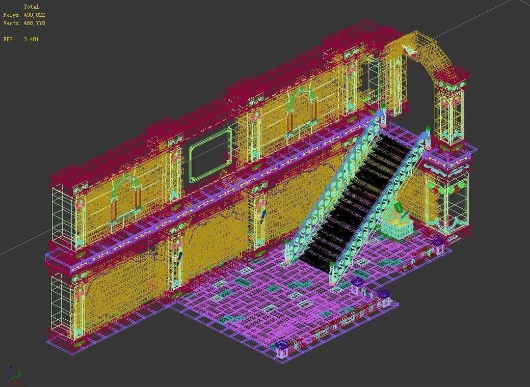 Tang Sinnar underground - stairs - walls 3D model_1