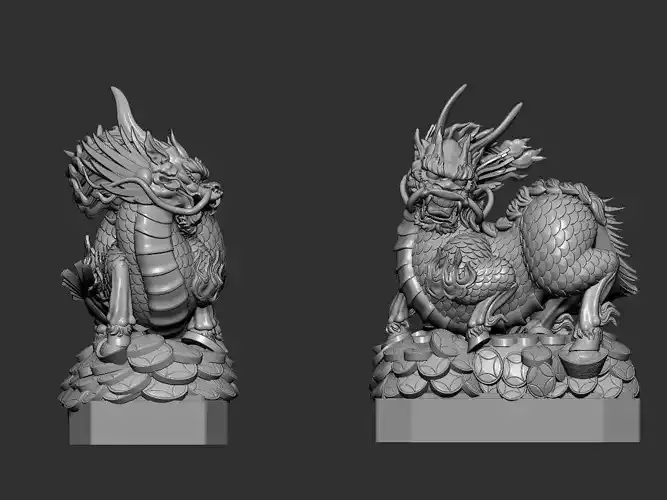 Unicorn two statues of chinese dragons