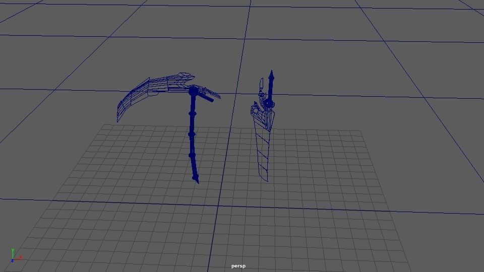 meele wepons 2 sword and scythe 3D model_2