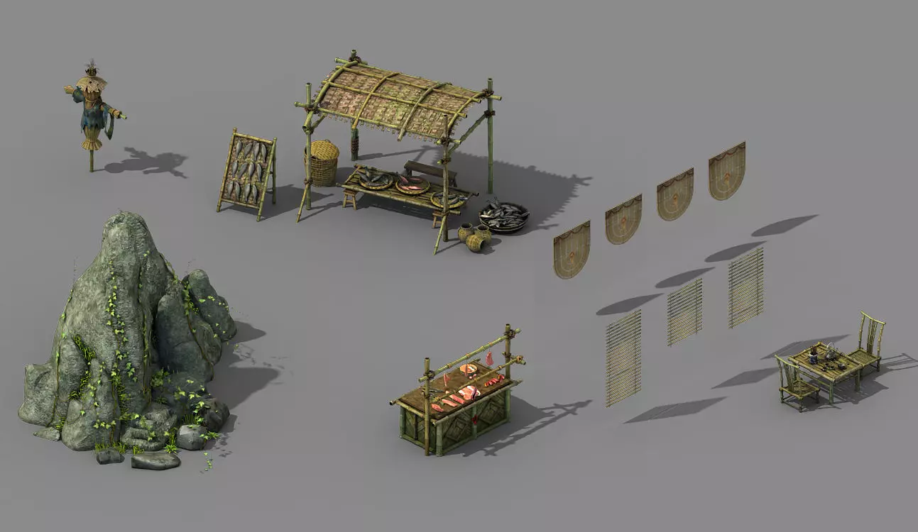 Tang New Village - objects 3D model_0