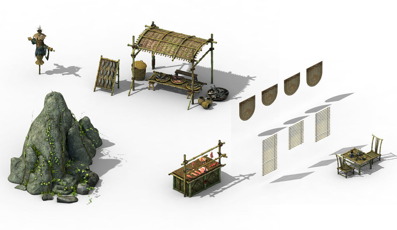 Tang New Village - objects 3D model_1