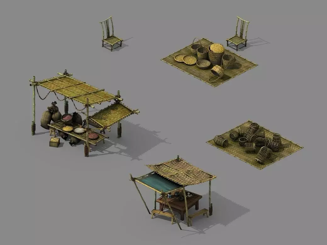 Tang New Village - bamboo stand 3D model