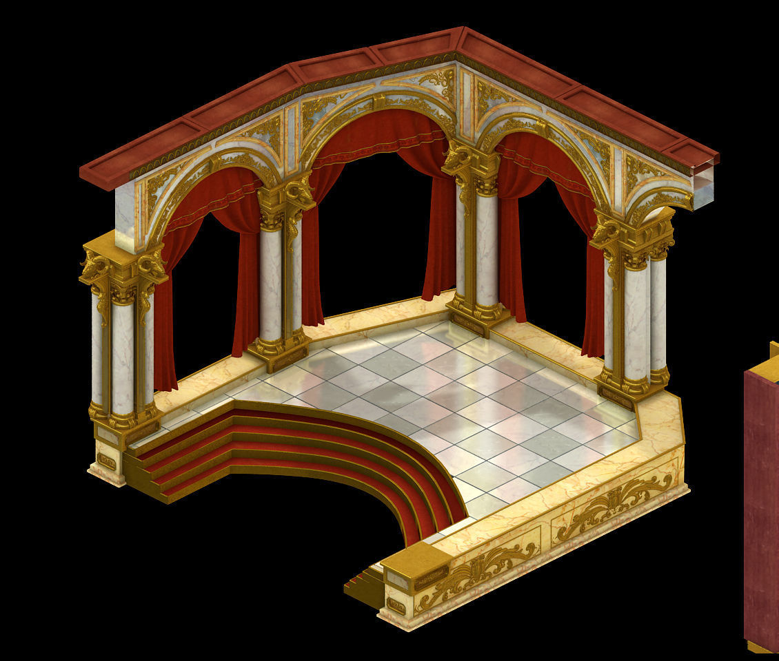 Tang Podium Wall -01 3D model_1