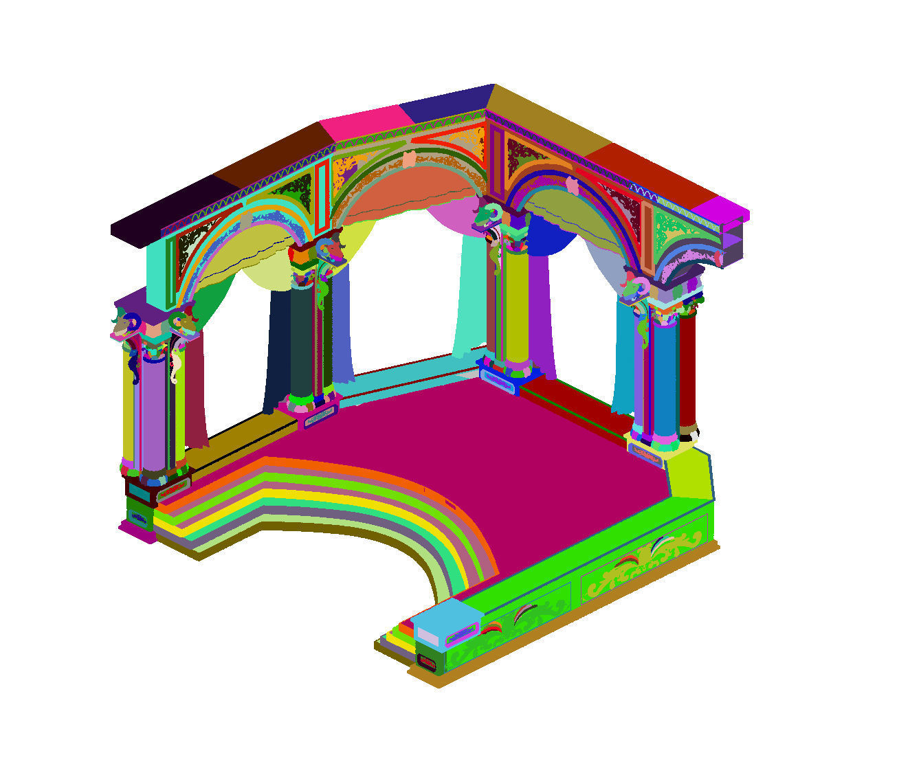 Tang Podium Wall -01 3D model_2