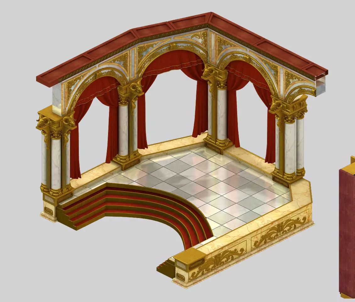 Tang Podium Wall -01 3D model_0