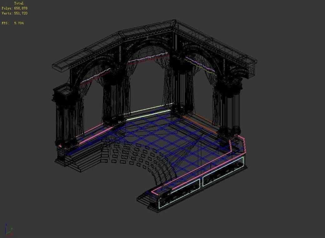 Tang Podium Wall -01 3D model_3