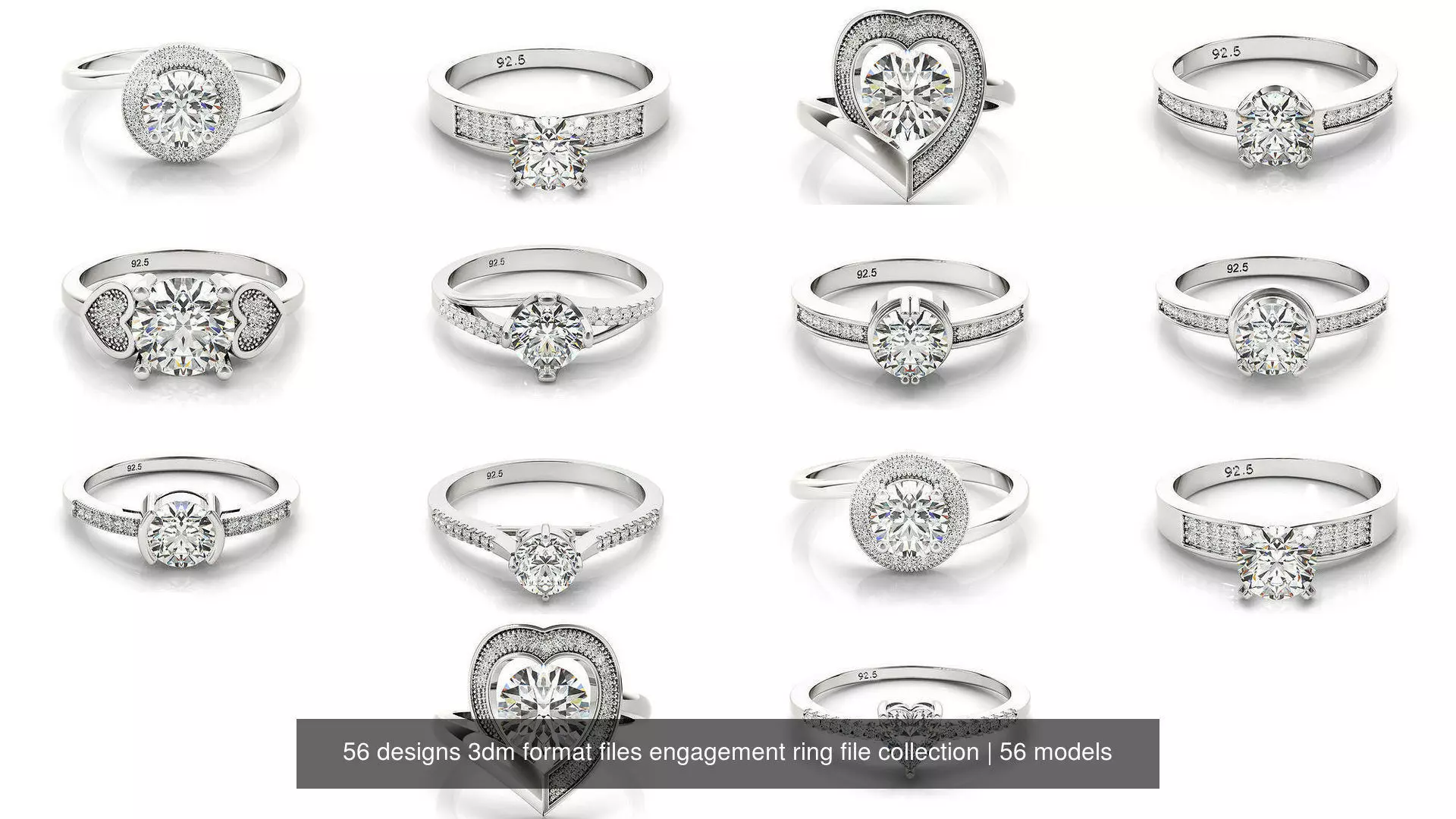 56 designs 3dm format files engagement ring file collection _0