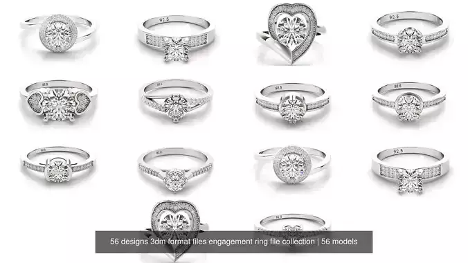 56 designs 3dm format files engagement ring file collection 
