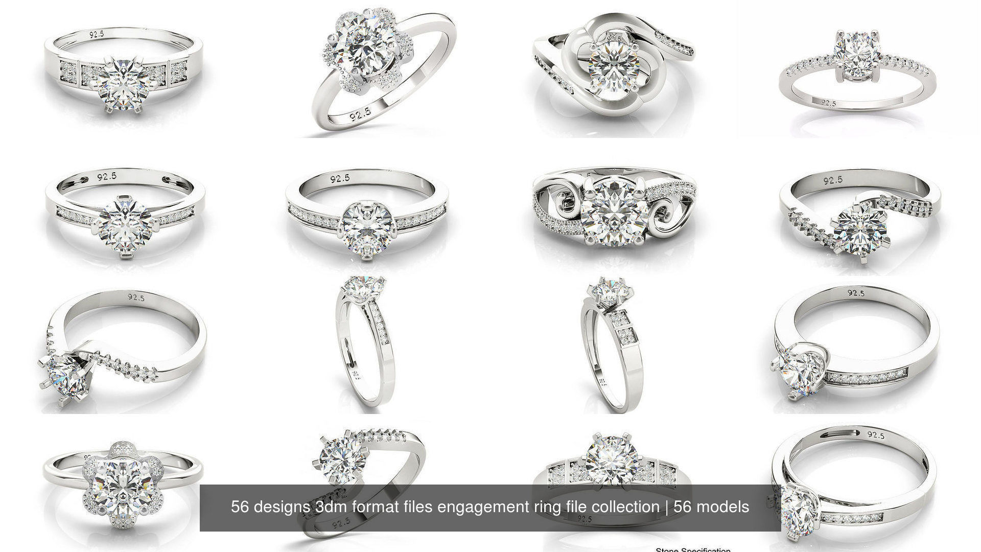 56 designs 3dm format files engagement ring file collection _6