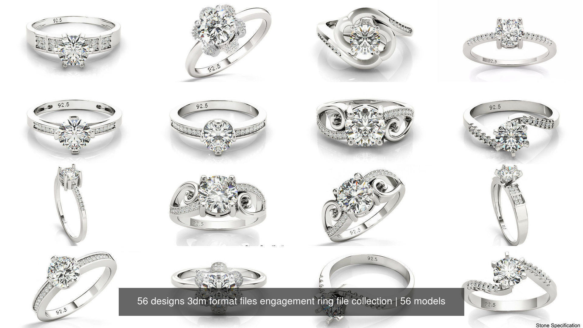 56 designs 3dm format files engagement ring file collection _9