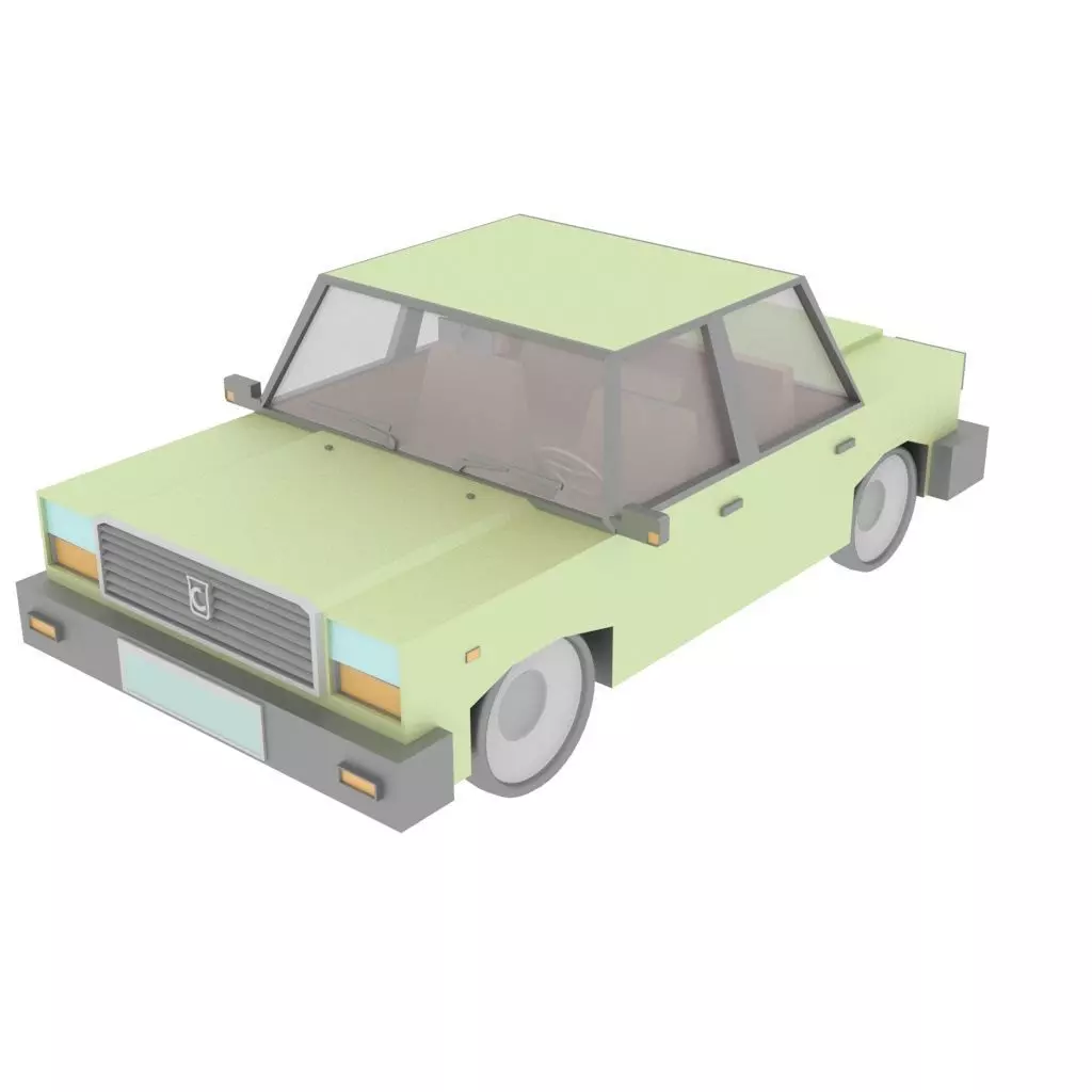 Cartoon Green Car Free low-poly 3D model
