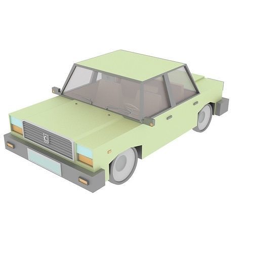 Cartoon Green Car Free low-poly 3D model