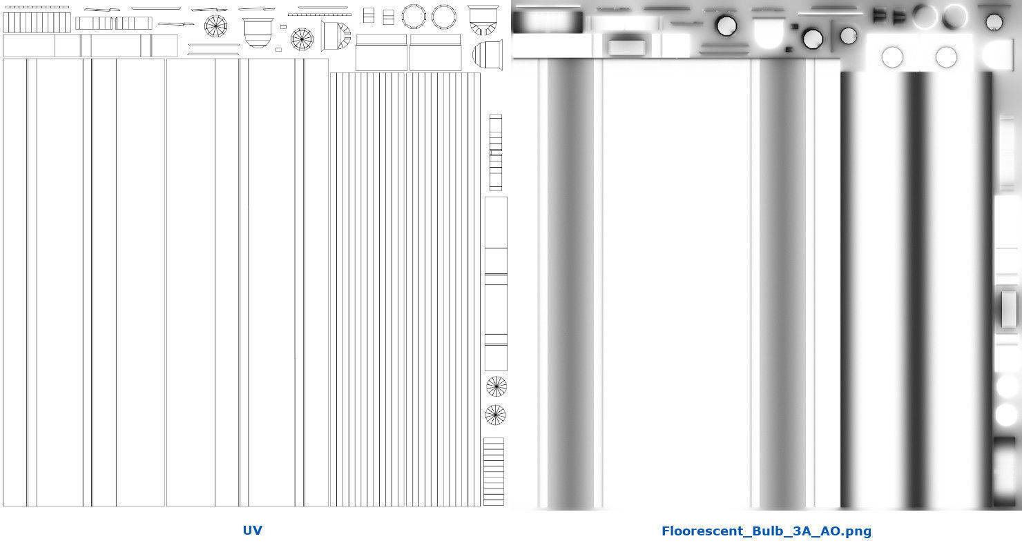 Fluorescent Bulb 3A Low-poly 3D model_6
