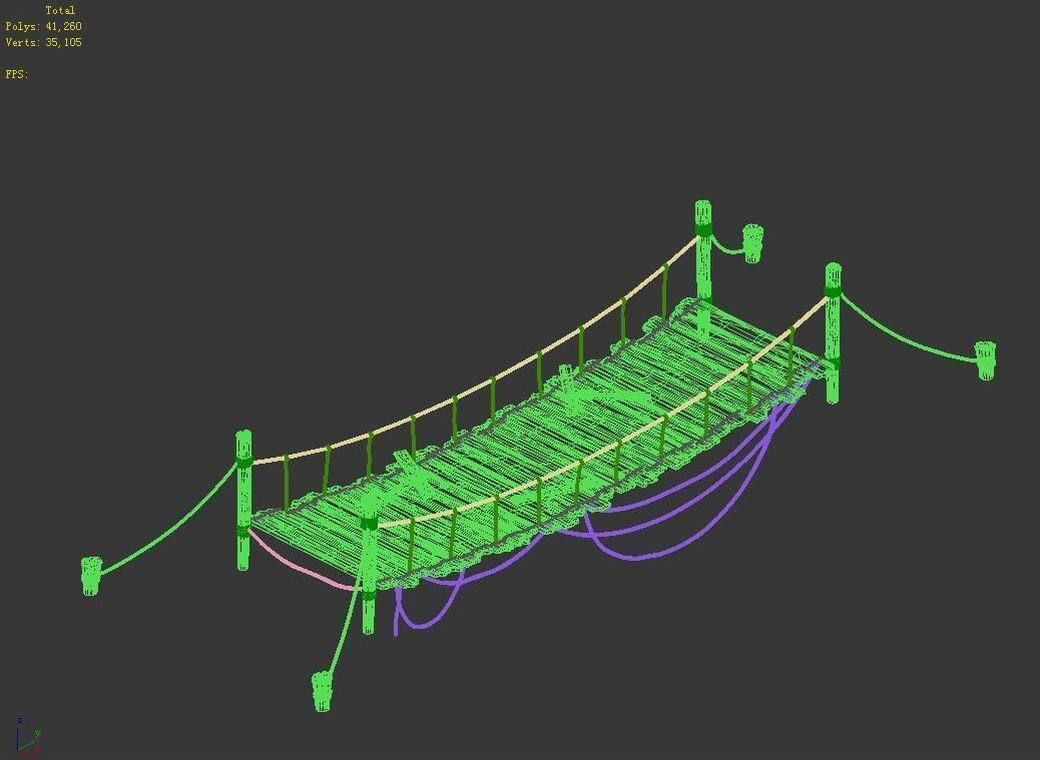 Tang Yumen off - rope wooden bridge 01 3D model_7