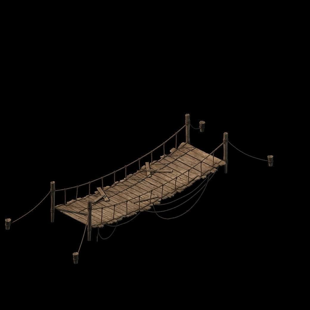 Tang Yumen off - rope wooden bridge 01 3D model_1
