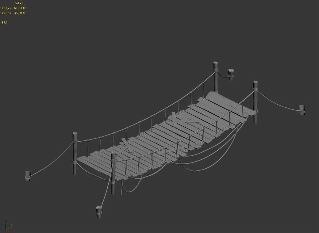 Tang Yumen off - rope wooden bridge 01 3D model_8