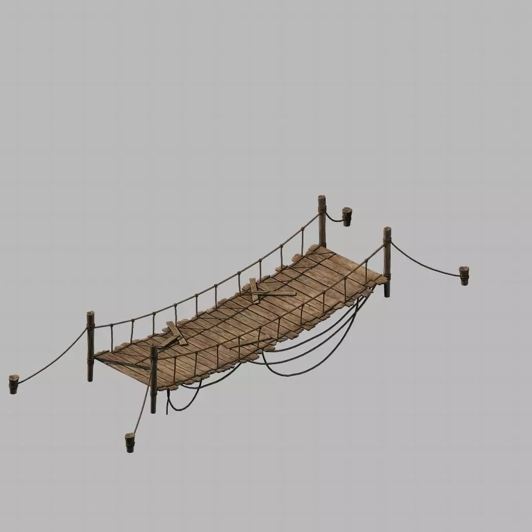 Tang Yumen off - rope wooden bridge 01 3D model_0