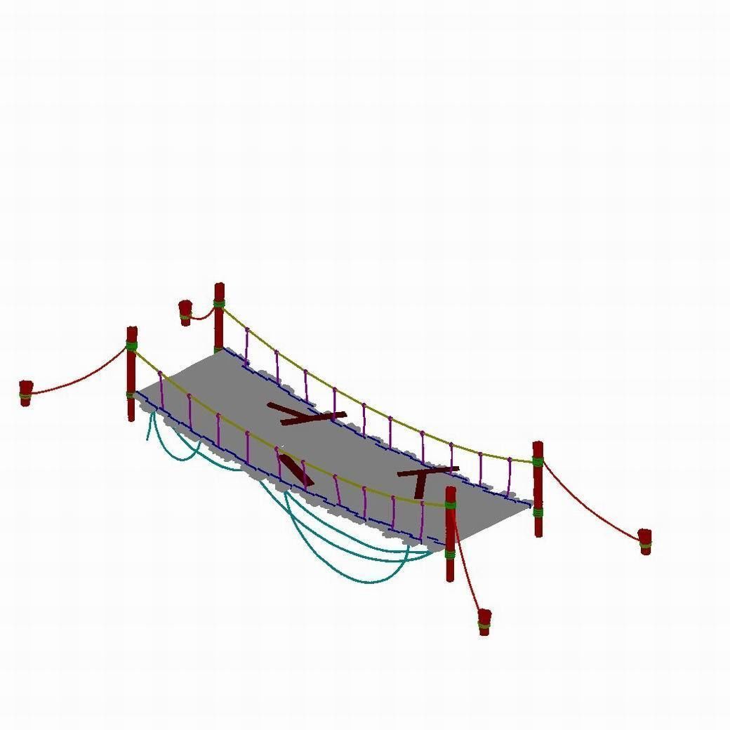 Tang Yumen off - rope wooden bridge 01 3D model_6