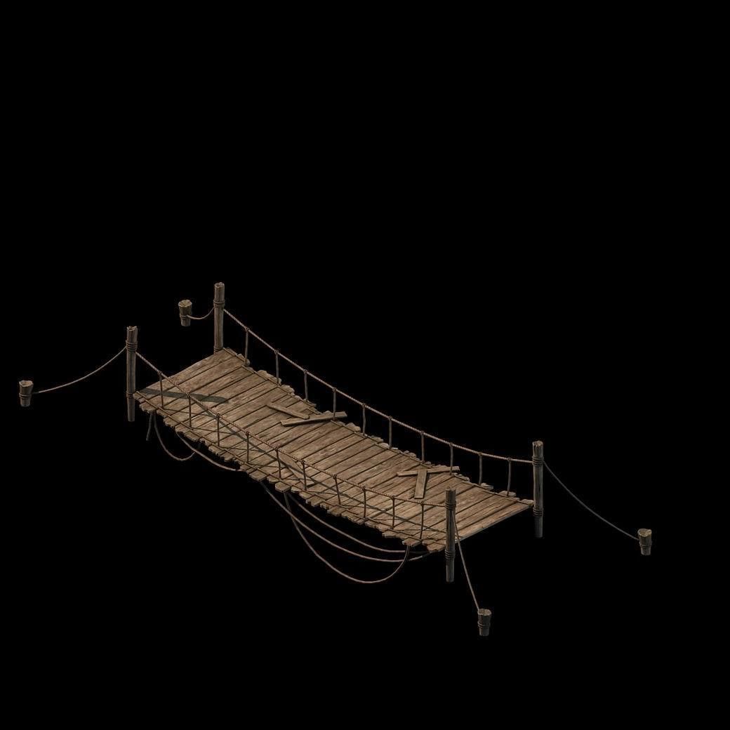 Tang Yumen off - rope wooden bridge 01 3D model_4