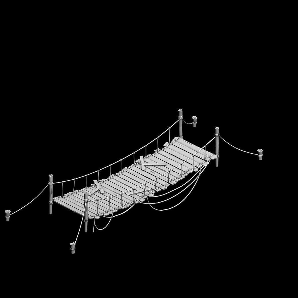 Tang Yumen off - rope wooden bridge 01 3D model_2