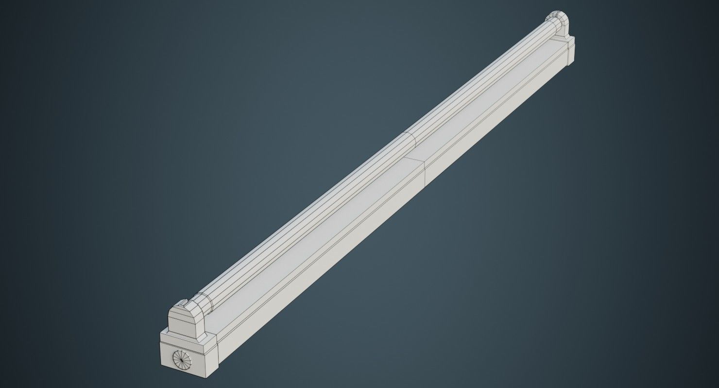Fluorescent Bulb 3B Low-poly 3D model_5