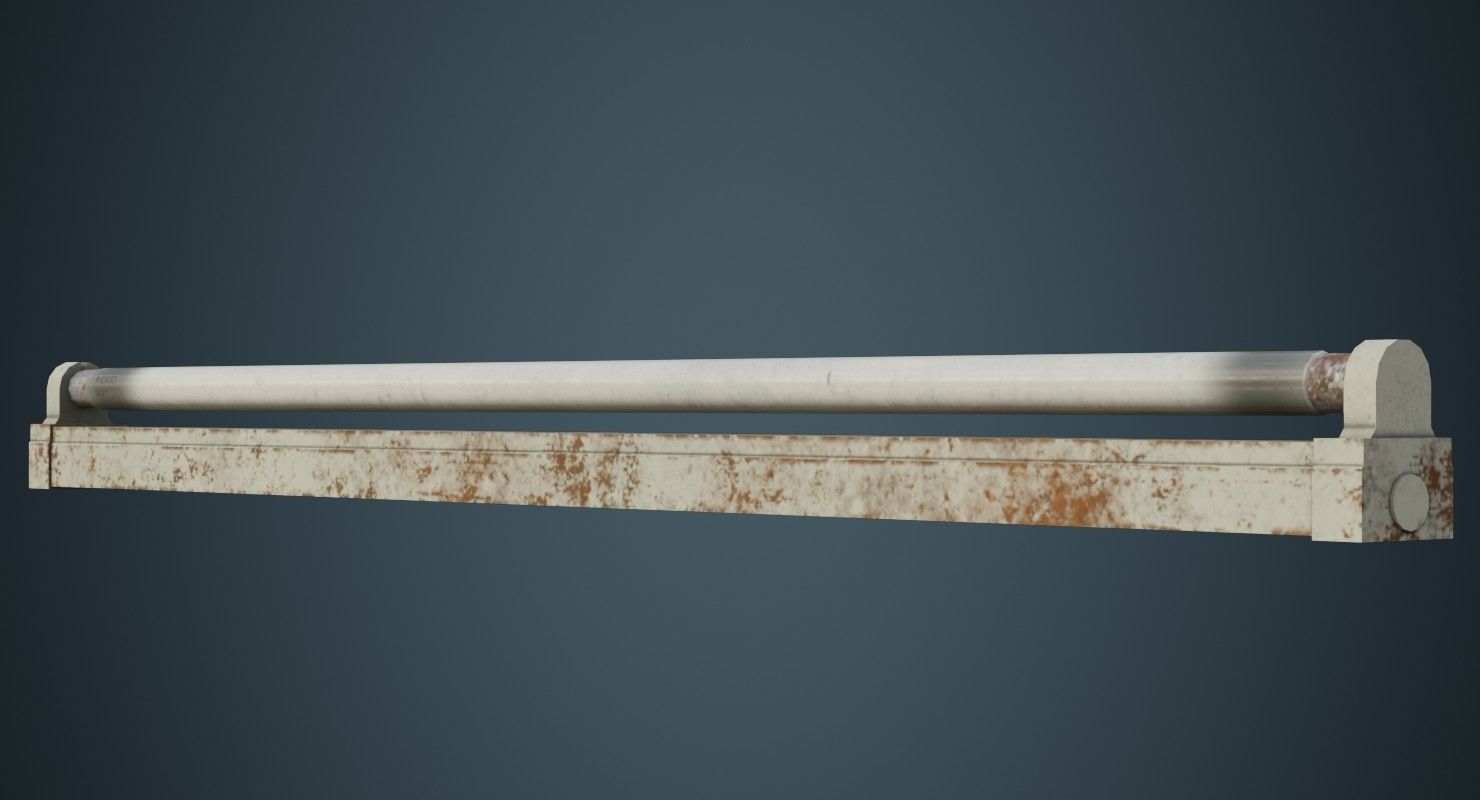 Fluorescent Bulb 3B Low-poly 3D model_3