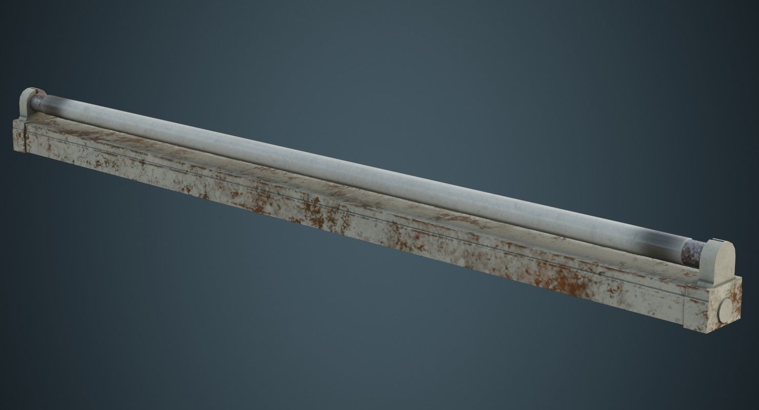 Fluorescent Bulb 3B Low-poly 3D model_1