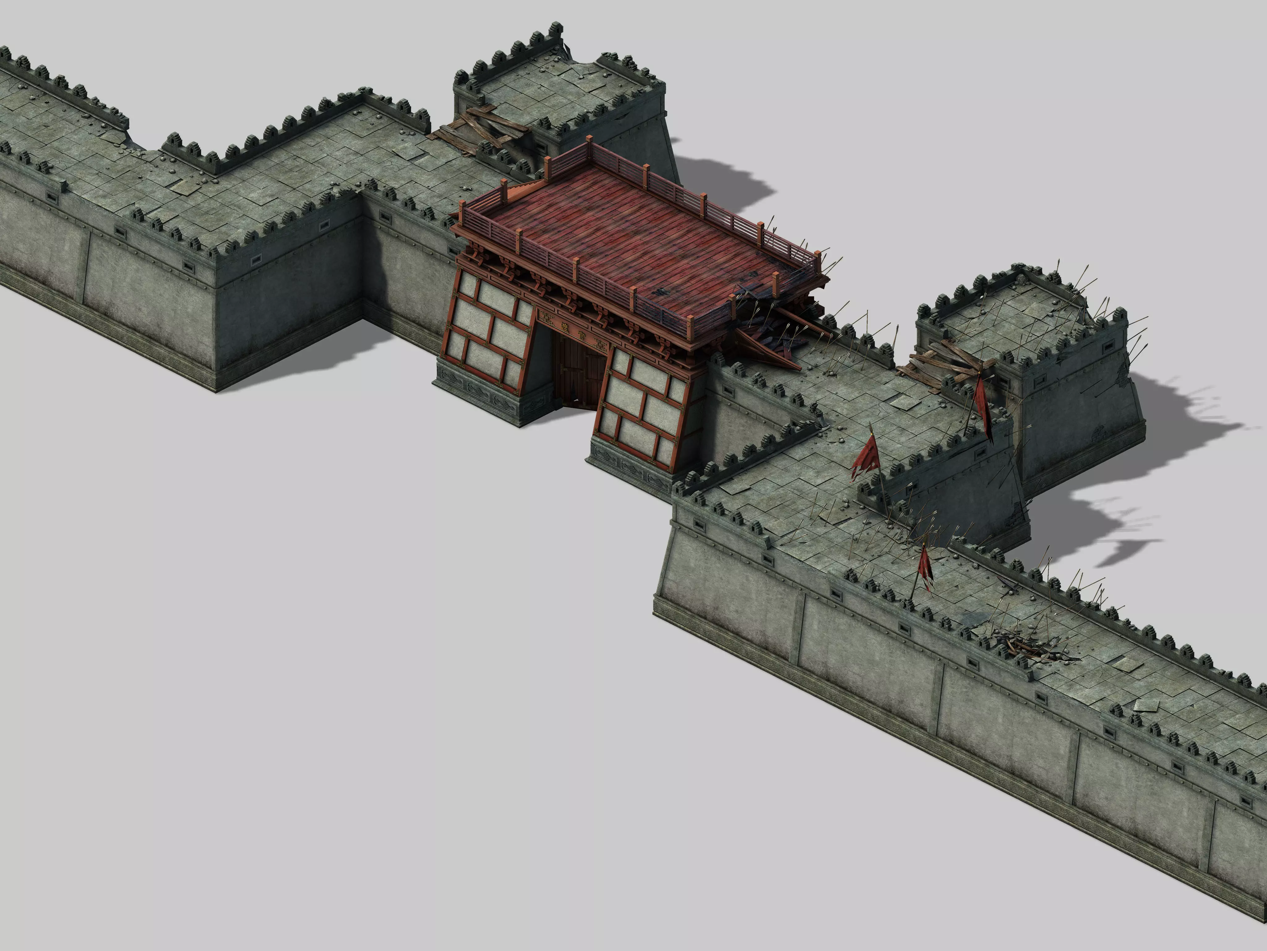 Tang War - broken city gate 3D model_0