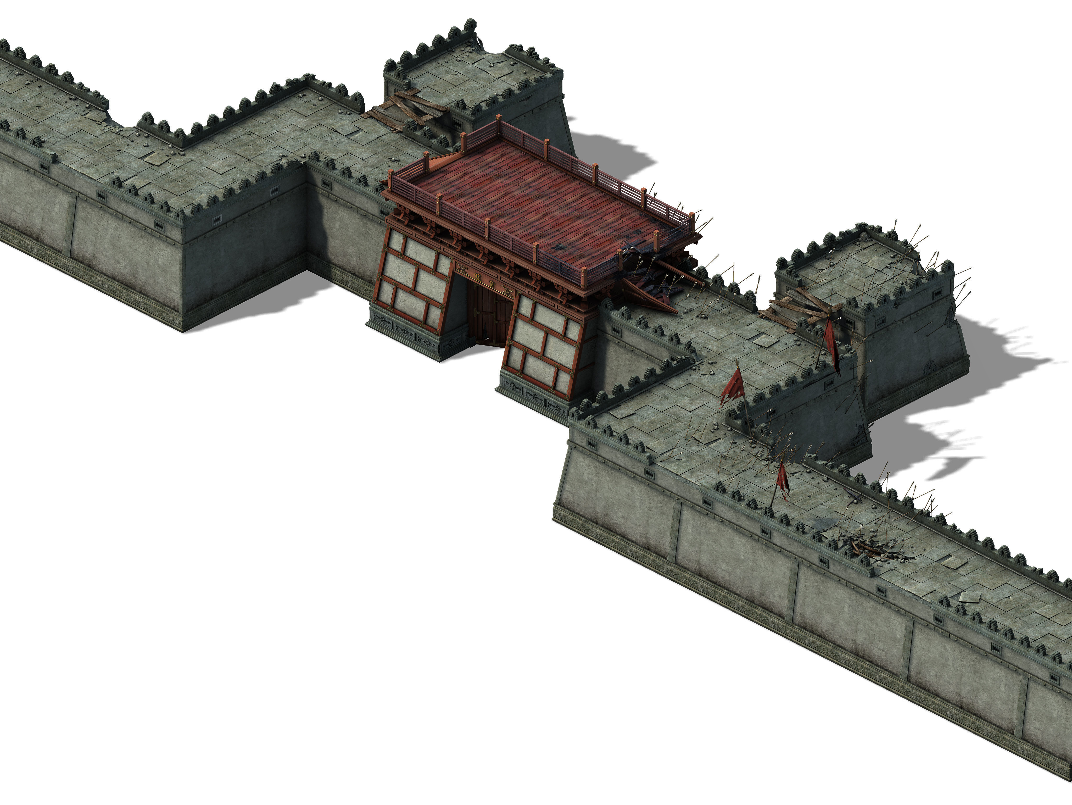 Tang War - broken city gate 3D model_1