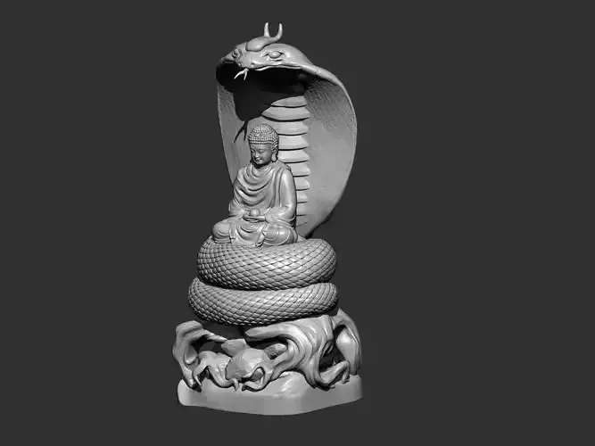 Buddha statue with snake