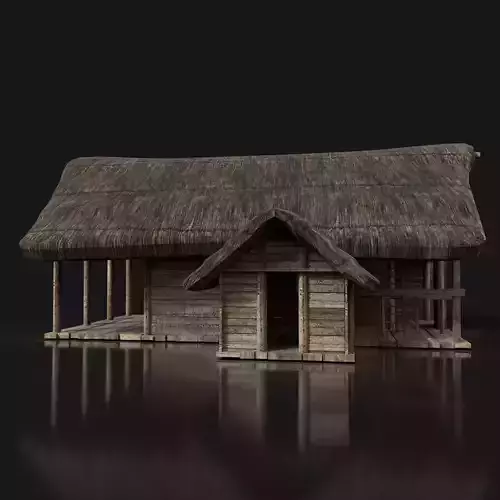 Next Gen AAA FANTASY MEDIEVAL WOODEN SIMPLE THATCHED HUT Low-poly 3D model