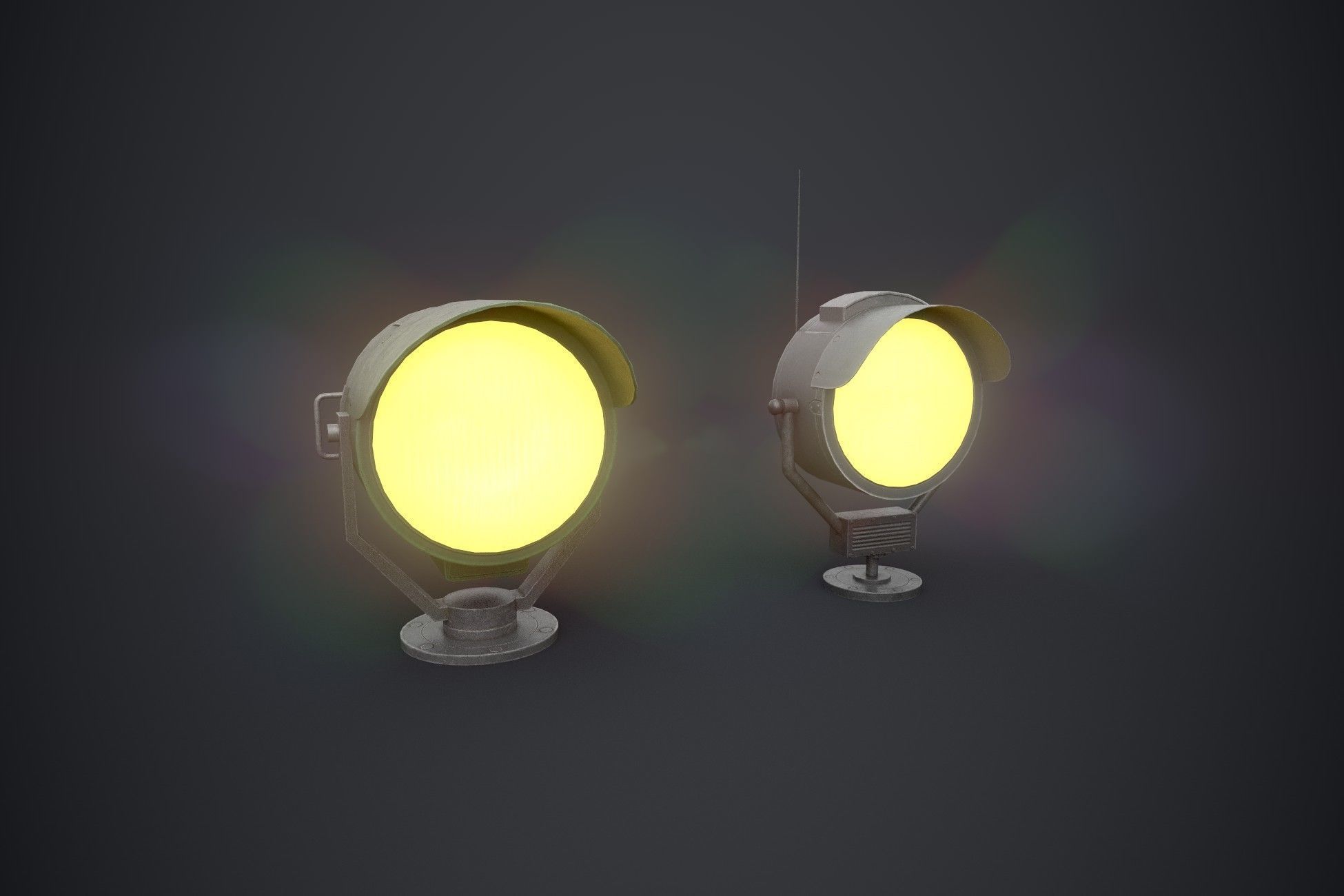Searchlights street light Low-poly 3D model_1